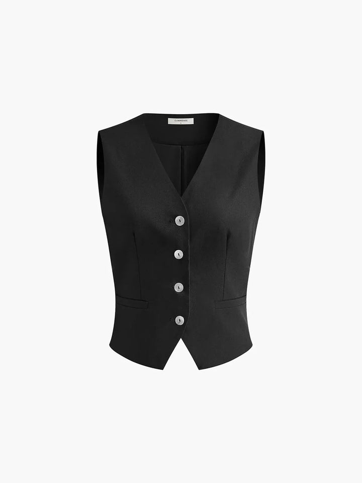 Stylish black cotton linen set: a modern two-piece outfit for women.