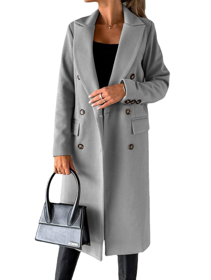 Everyday brown women's chic oversize long jacket, designed for effortless winter style & comfort.