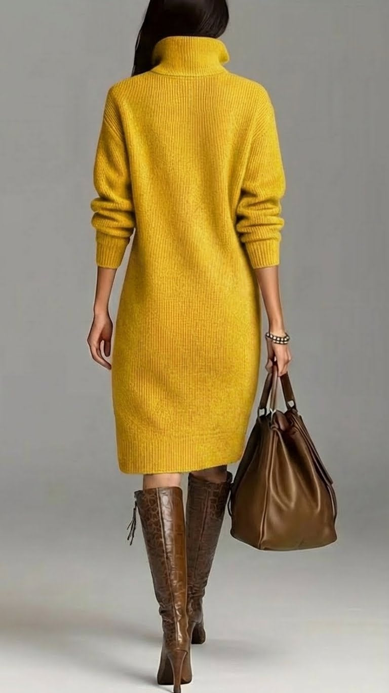 Your go-to casual women's dress: a cozy turtleneck midi for autumn and winter.