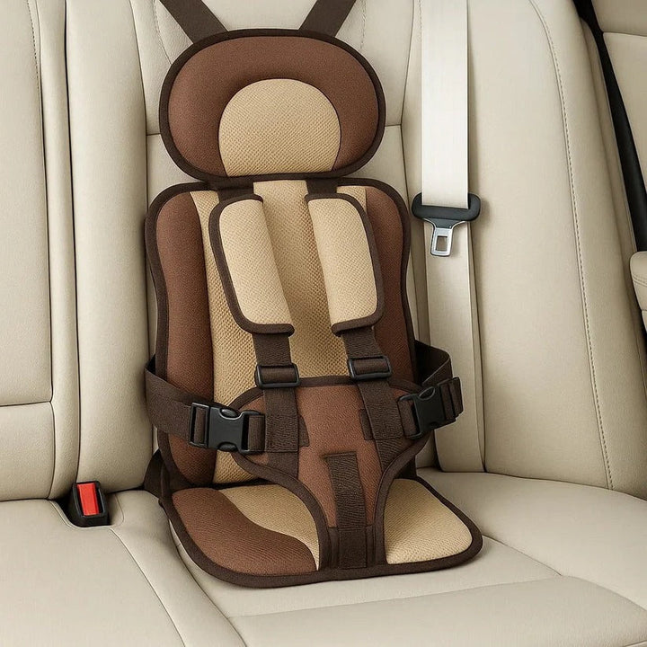 Compact foldable car seat for kids, a portable safety harness for travel.