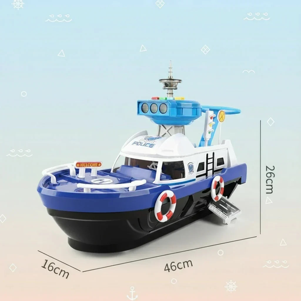 Educational musical toy boat for toddlers, stimulating imagination with lights, sounds, and interactive features.