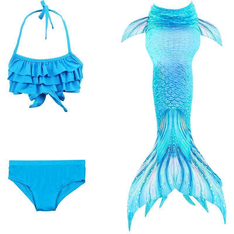 Girls' mermaid princess swimsuit bikini set, perfect kids' swimwear for summer beach & pool fun.