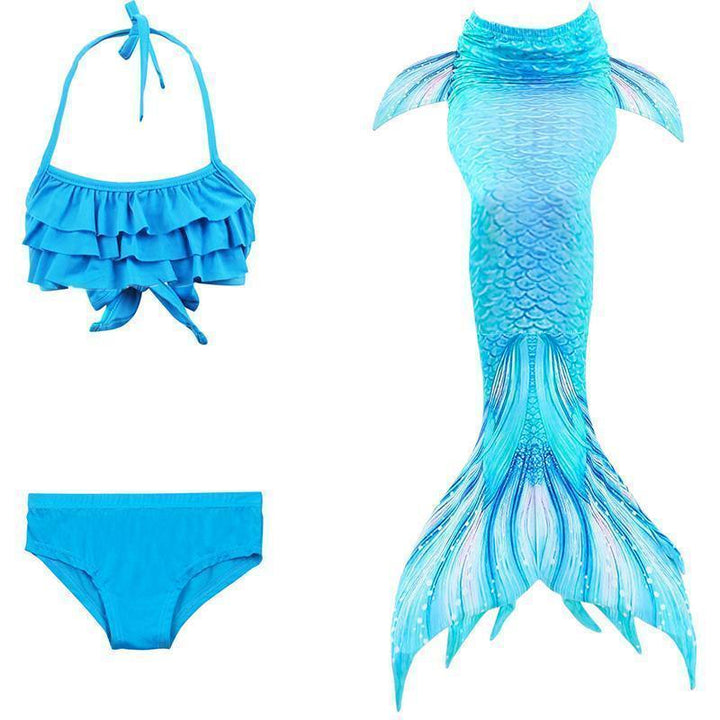 Girls' mermaid princess swimsuit bikini set, perfect kids' swimwear for summer beach & pool fun.