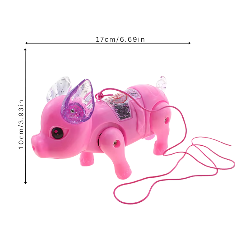 Toddler musical walking pig toy with lights & sound for interactive play, enhancing motor skills. Great gift.