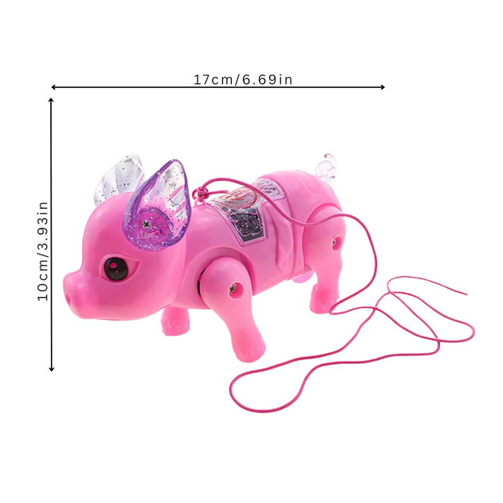 Toddler musical walking pig toy with lights & sound for interactive play, enhancing motor skills. Great gift.