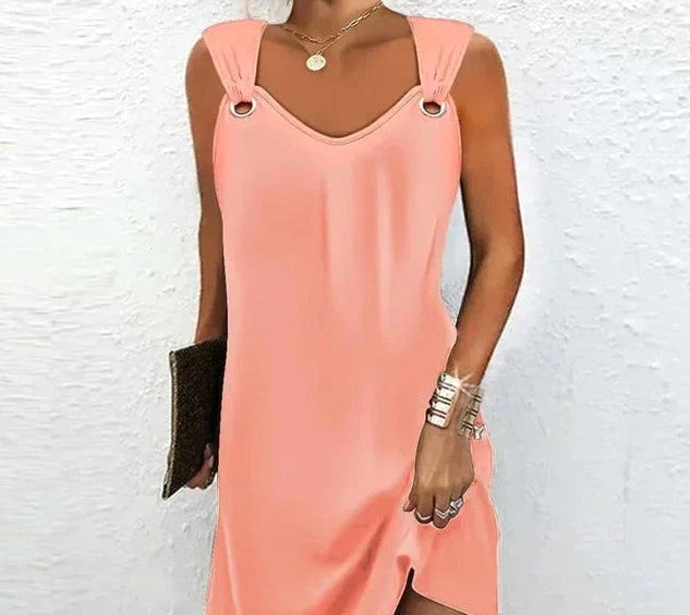Comfortable & effortless women's printed summer dress, strappy and flowy for beach or casual wear.