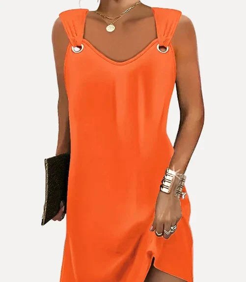 Versatile women's printed summer dress. Strappy, flowy, and bohemian for casual, vacation or elegant wear.