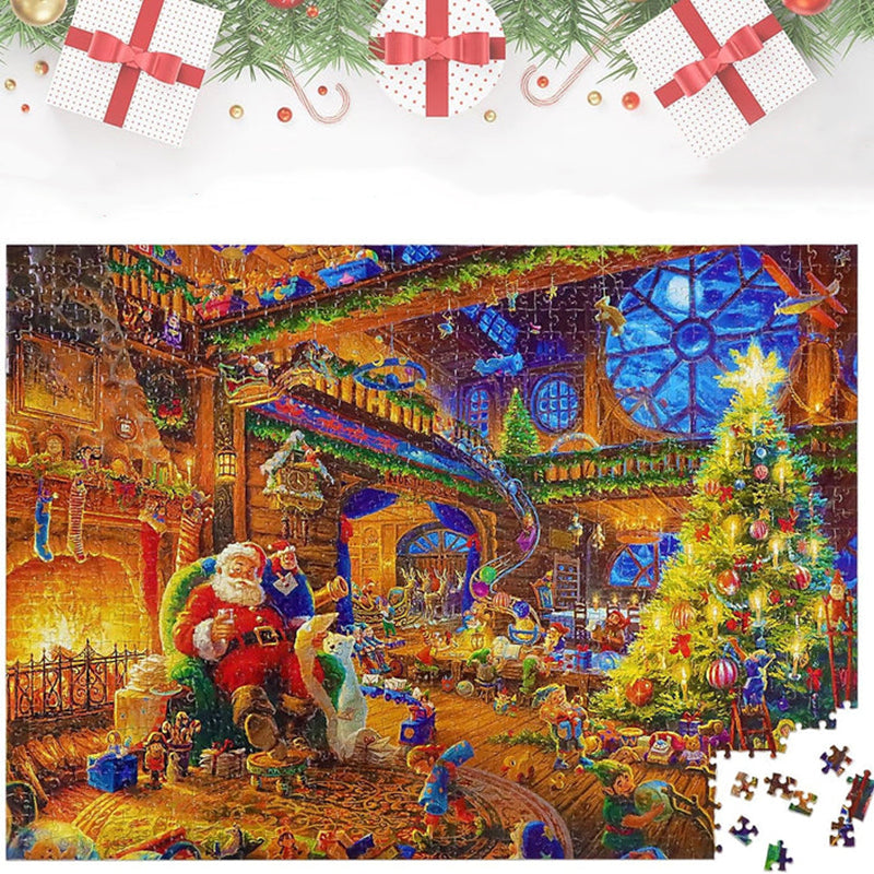 A 24-Day Christmas Advent Calendar filled with puzzle pieces for daily festive family fun.