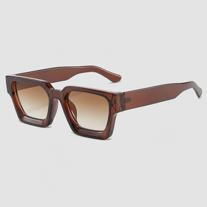 Trendy unisex chunky square sunglasses featuring dark tinted lenses, perfect for a chic retro style statement.