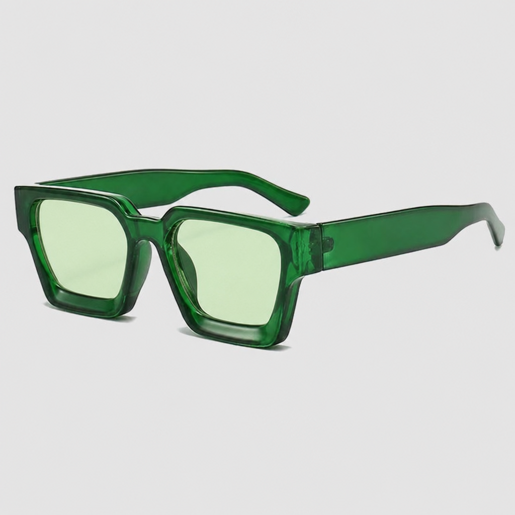 Unisex chunky square sunglasses with stylish tinted lenses, perfect for a bold retro fashion statement.