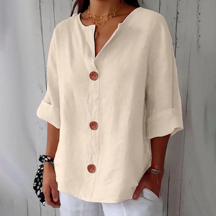 Women's cosy oversized button-front top for relaxed everyday style.