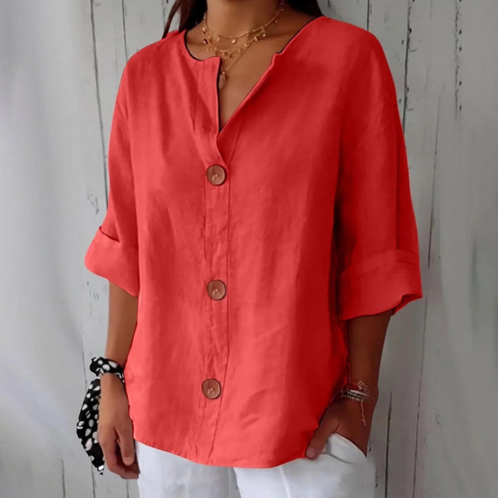 Versatile oversized button-front top, a casual & chic blouse for women.