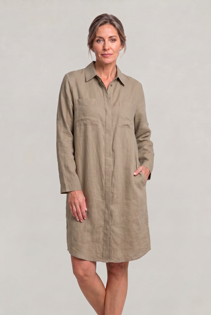 Women's chic oversized button-down shirt dress. Perfect casual summer dress or beach cover-up.