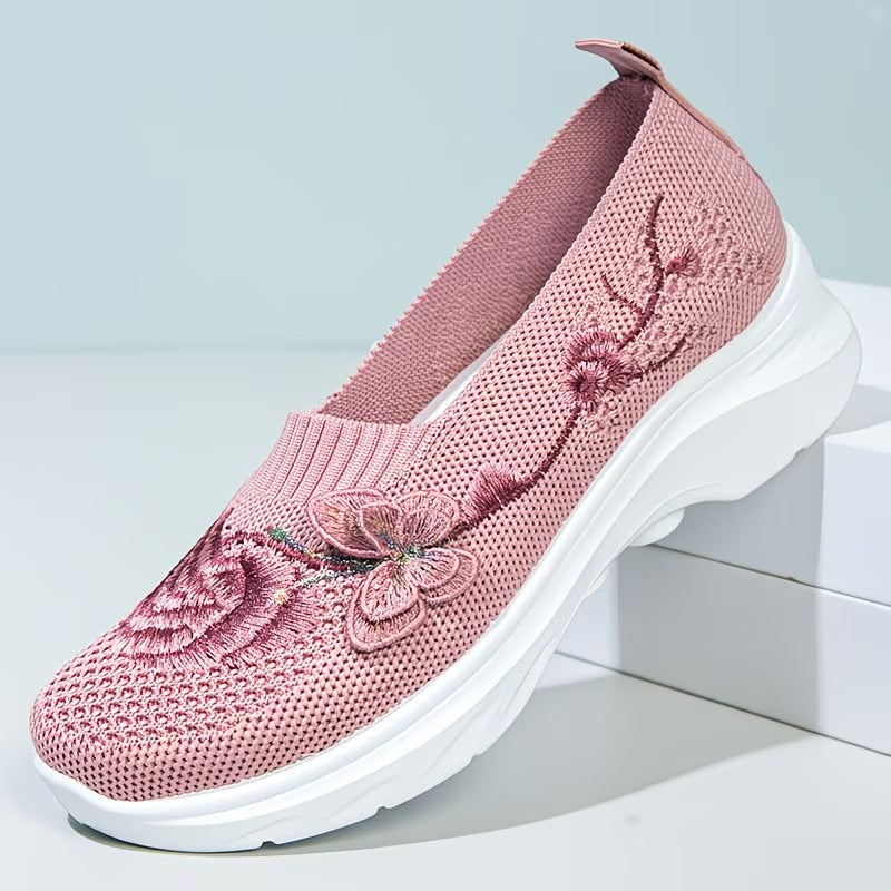 Women's easy wear floral slip-on orthopedic shoes, designed for supportive comfort & daily wear.