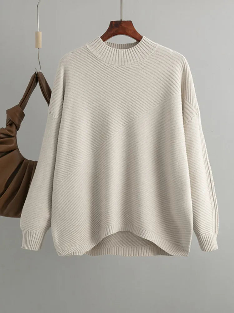 Stylish women's ribbed knit jumper, an everyday essential for casual fashion and versatile comfort.
