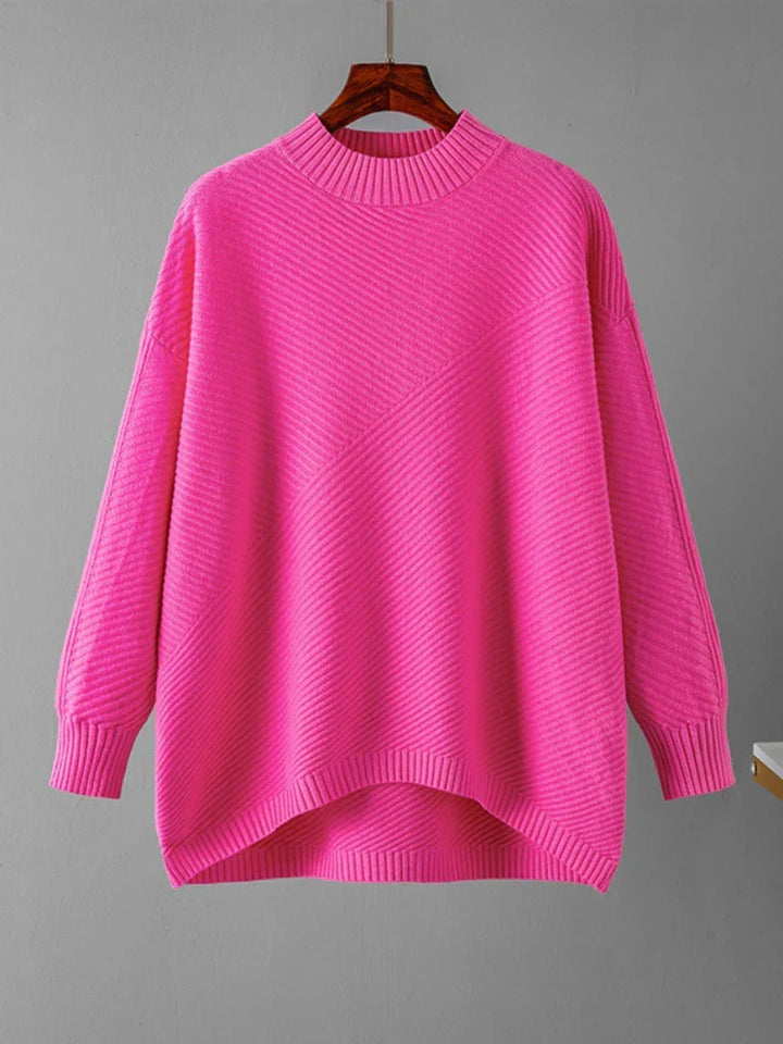 Evelina women's ribbed knit jumper with a crew neck, perfect for casual fashion & versatile layering.