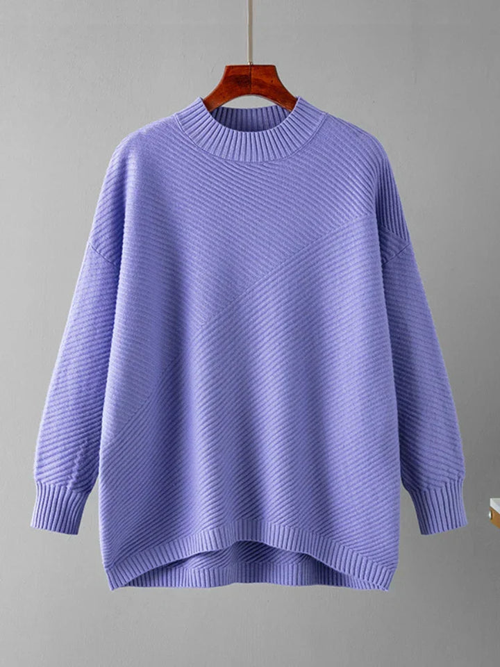 Women's classic crew neck ribbed knit top, designed for comfortable wear and an effortlessly chic look.