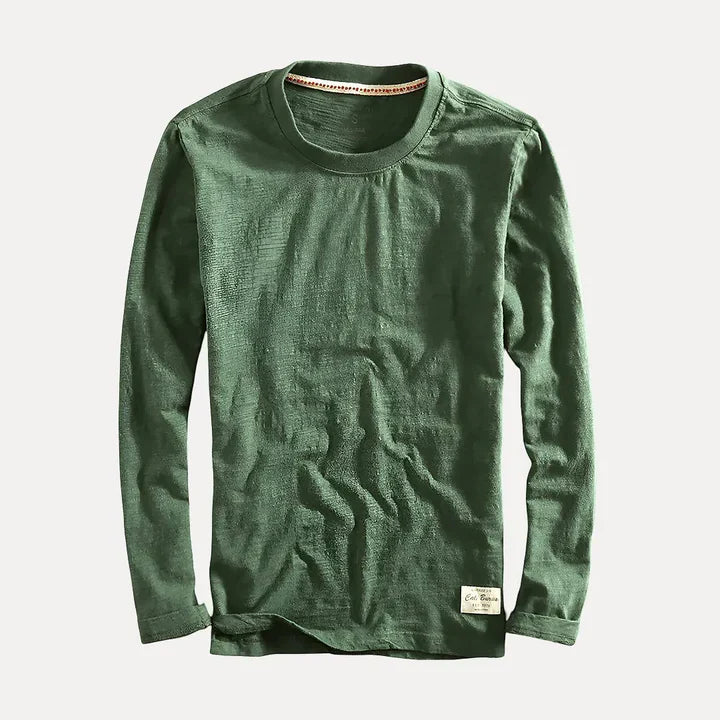 Men's long sleeve crew neck shirt, a comfortable classic fit pullover ideal for layering or solo wear.