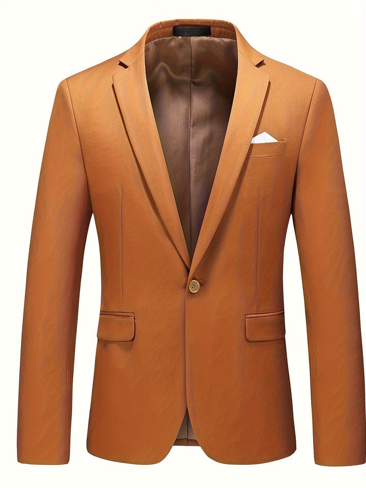 Elegant men's classic blazer, solid, perfect for business meetings, formal wear & events.