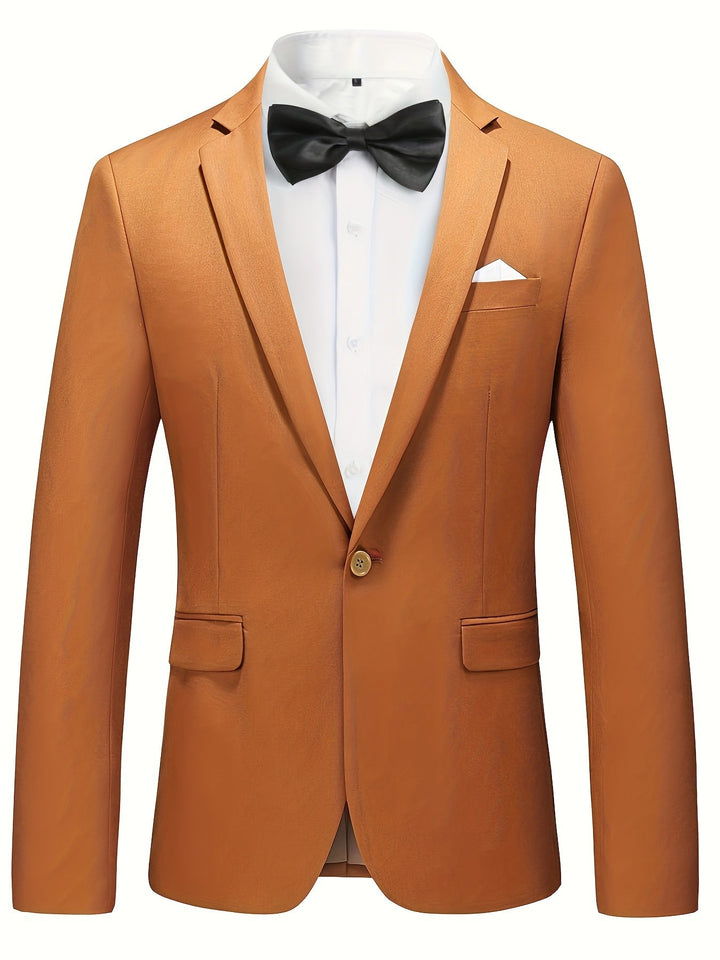 Classic solid men's blazer, Floris, perfect for business wear and formal occasions.