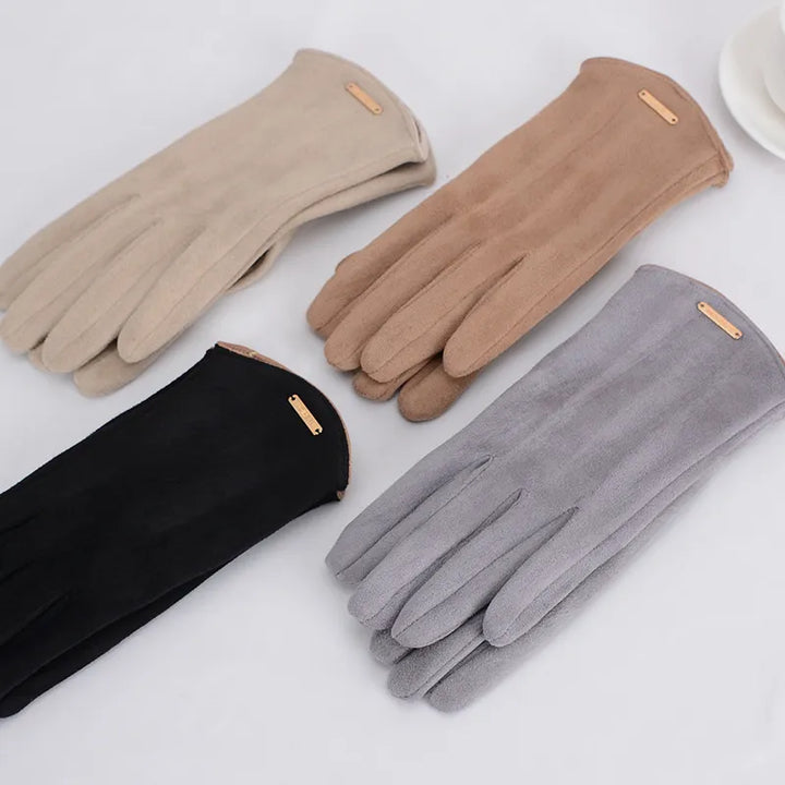 Elegant classic women's suede gloves, cashmere lined & touchscreen ready for winter.