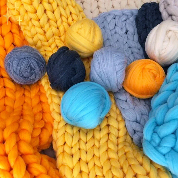 Elegant super chunky wool yarn, great for handmade gifts & luxurious, soft DIY blankets.