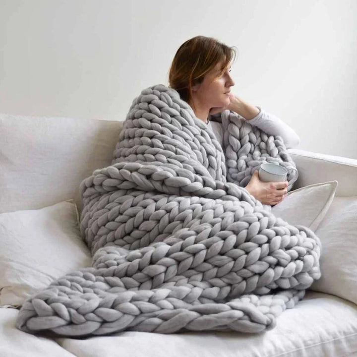 Unisex super thick knitting yarn, ideal craft supply for creating large, cozy handmade gifts.