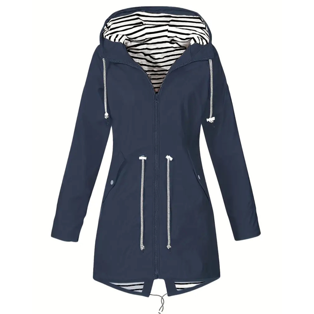 All-weather women's stylish rain jacket. Waterproof & lightweight outerwear for protection.