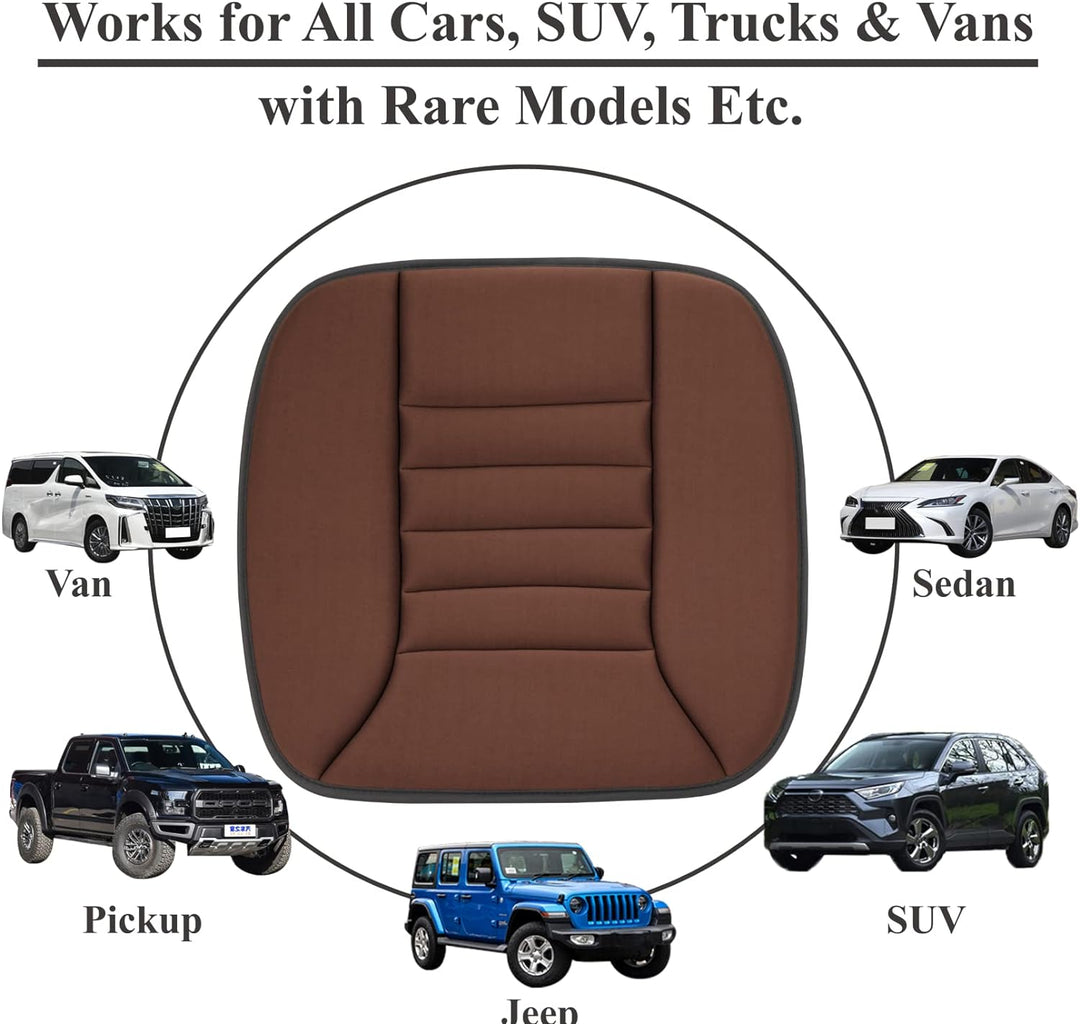 Automotive memory foam seat cushion, perfect for pain relief & improved posture on any car trip.