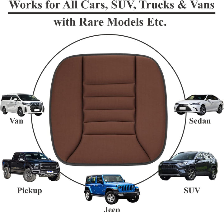 Automotive memory foam seat cushion, perfect for pain relief & improved posture on any car trip.