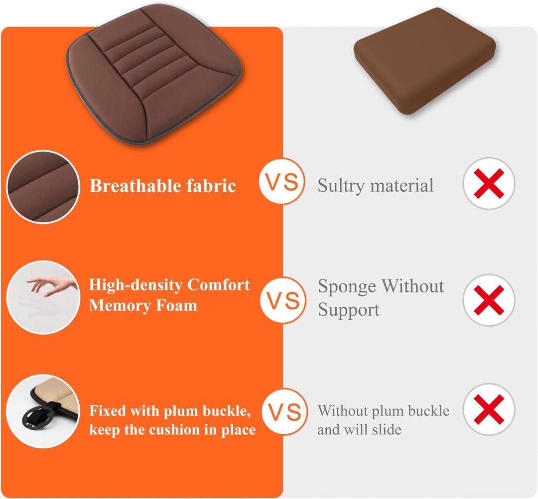 Universal memory foam car seat cushion for men and women, ensuring driving comfort & support.