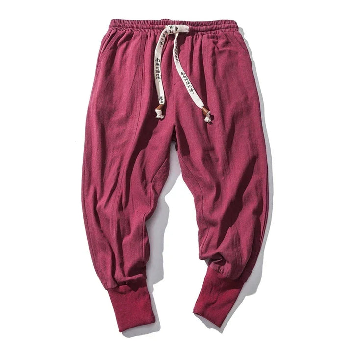 Soft men's harem pants, designed for ultimate comfort and a relaxed, fashionable casual style.