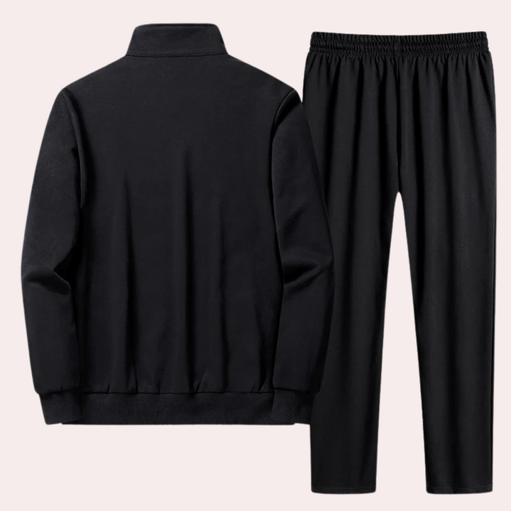 Man jogging in Owen comfortable men's tracksuit. Ideal sportswear, activewear & jogging suit for men's fitness.