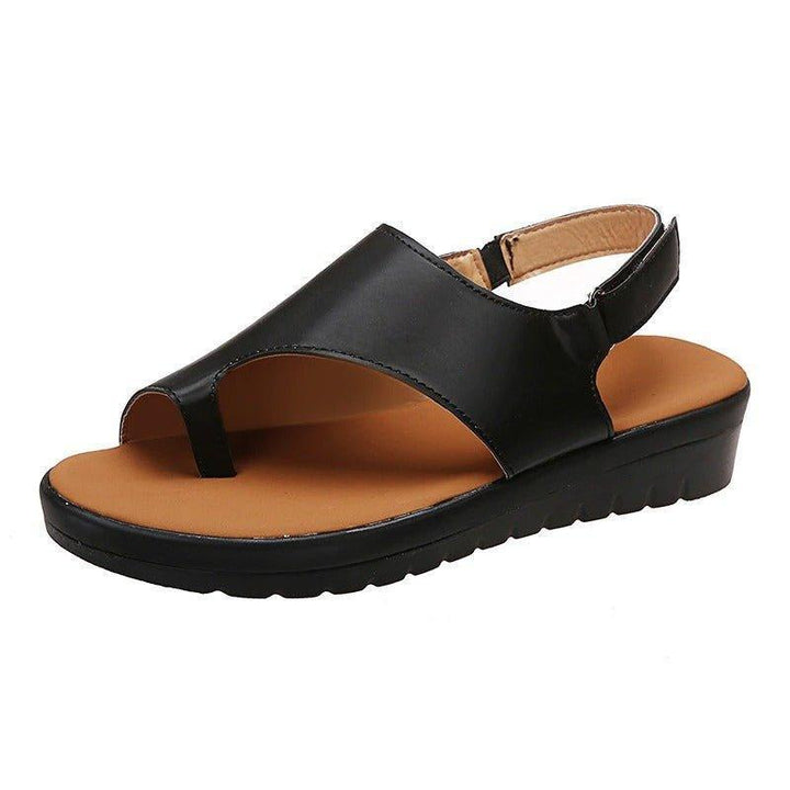 Stylish women's bunion sandals, wide toe box, secure back strap, perfect for summer walks.
