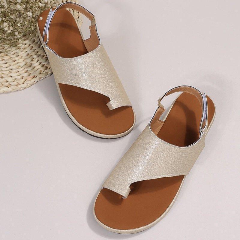 Women's bunion-friendly sandals with a wide toe box, secure back strap, and supportive footbed.