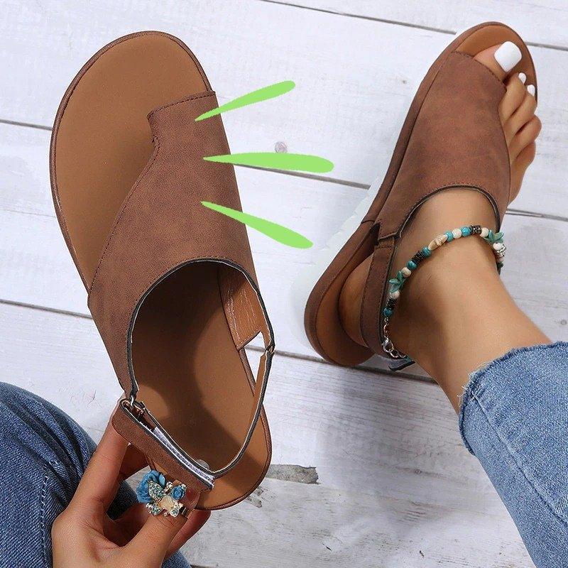 Lightweight women's bunion sandals with wide toe box, adjustable back strap, perfect for summer activities.