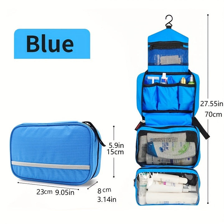Travel organizer bag, blue, compact and designed for efficiency.