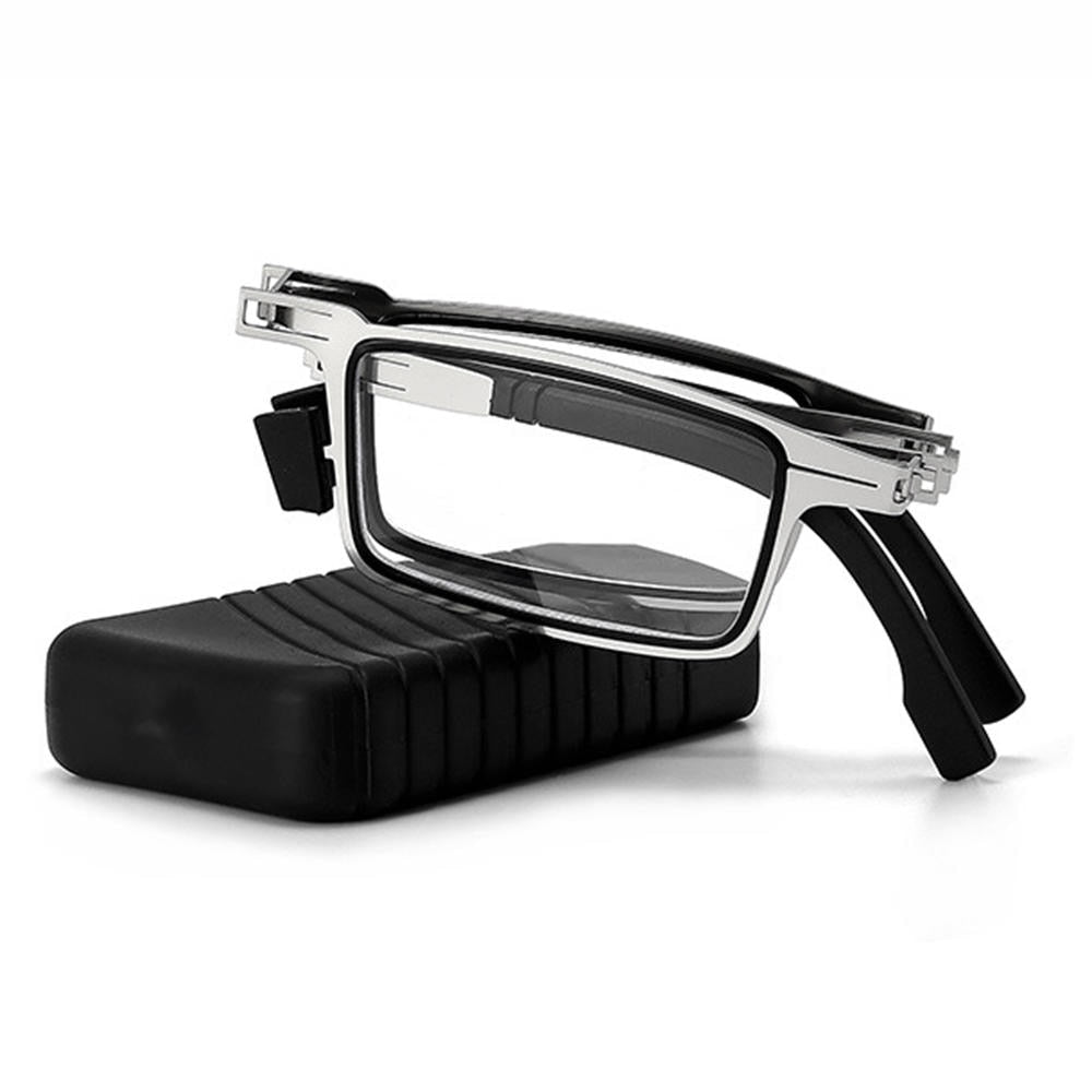 Unisex compact folding reading glasses, lightweight & durable. Portable vision aid with metal frame.