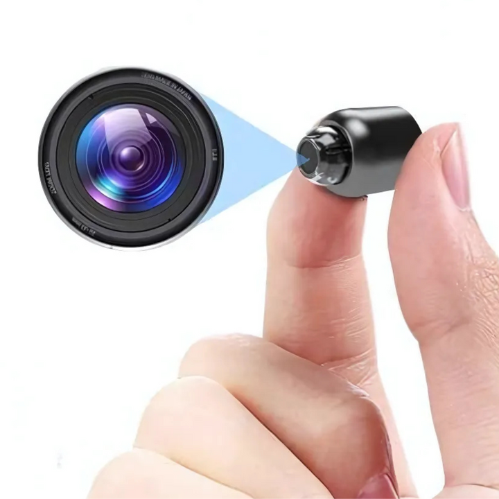 Compact Full HD 1080p security camera with night vision for discreet indoor home surveillance.