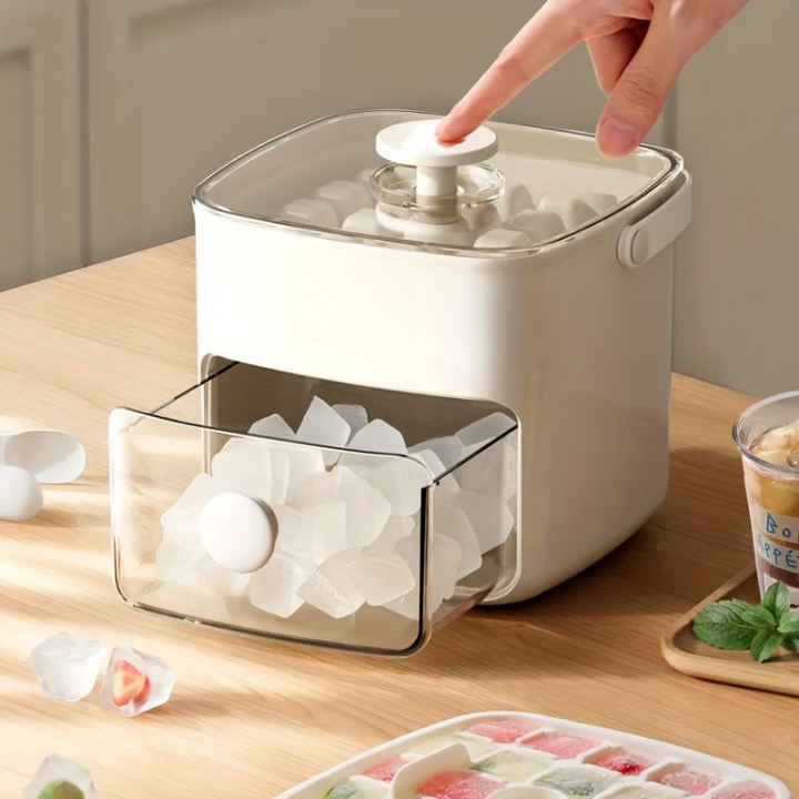 Compact countertop ice maker, portable home appliance for quick ice. Perfect for office, kitchen, or small spaces.