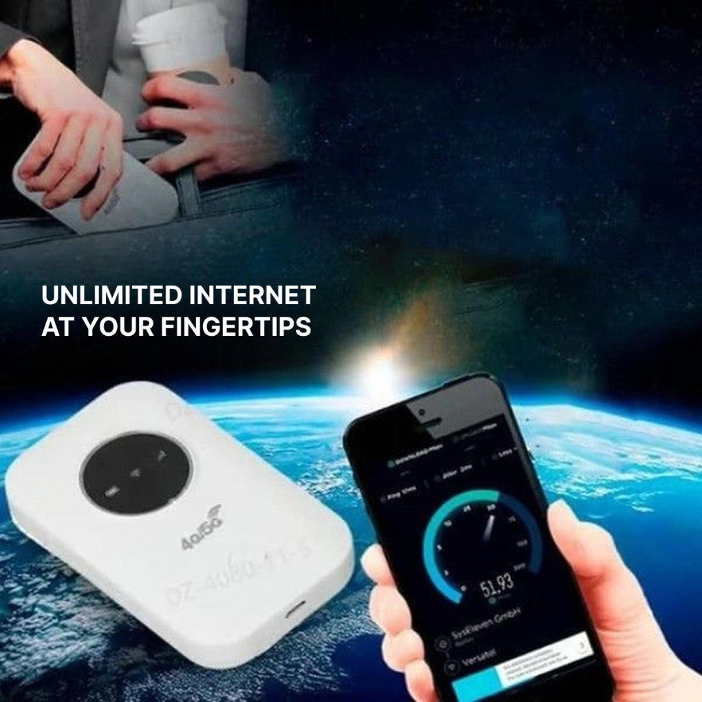 Compact portable WiFi router for travel, home, and remote work. Mobile hotspot for reliable internet access anywhere.