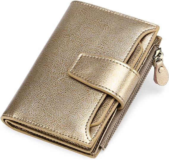 View of the coin compartment in a women's RFID blocking wallet.