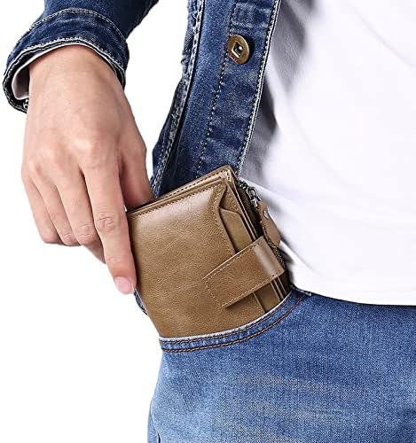 Beige RFID blocking compact wallet for women, premium leather.