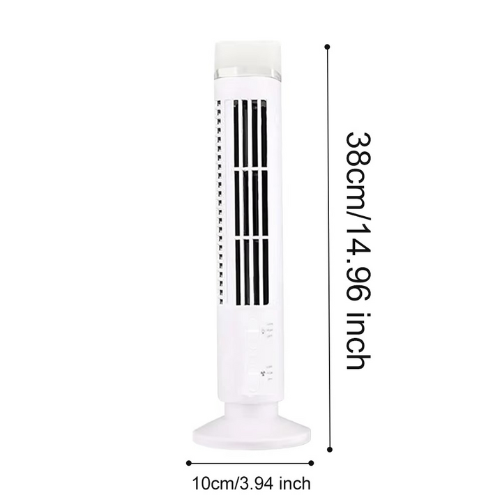 Portable bladeless desk fan, compact design for efficient personal cooling in any room.
