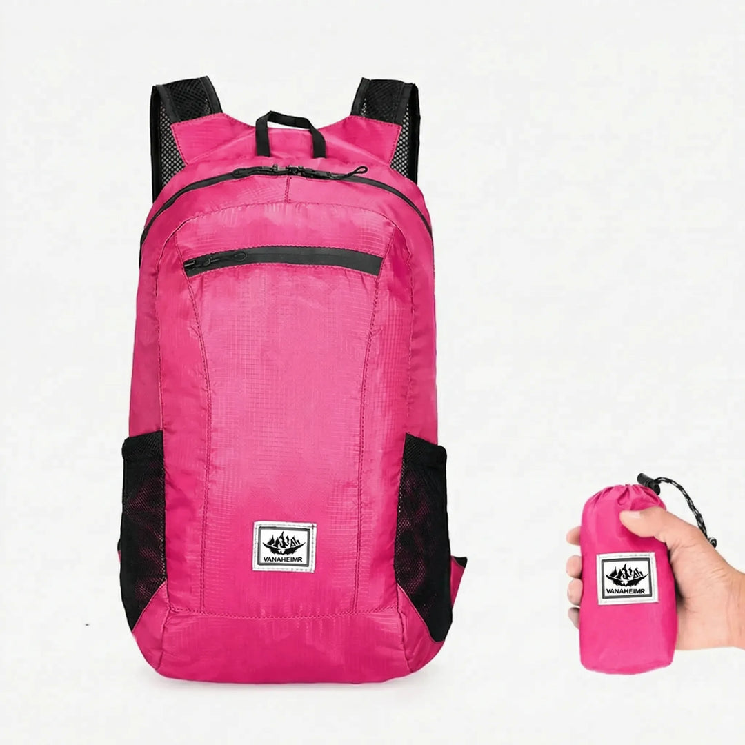 Unisex foldable daypack, a lightweight 20L travel bag and compact hiking backpack.