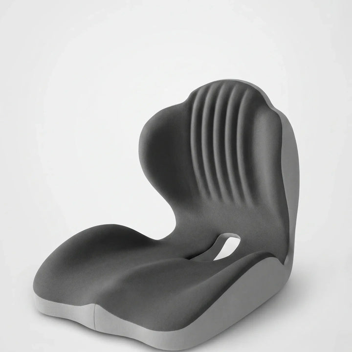 Unisex ergonomic contoured memory foam desk chair seat cushion for posture correction & spinal decompression.