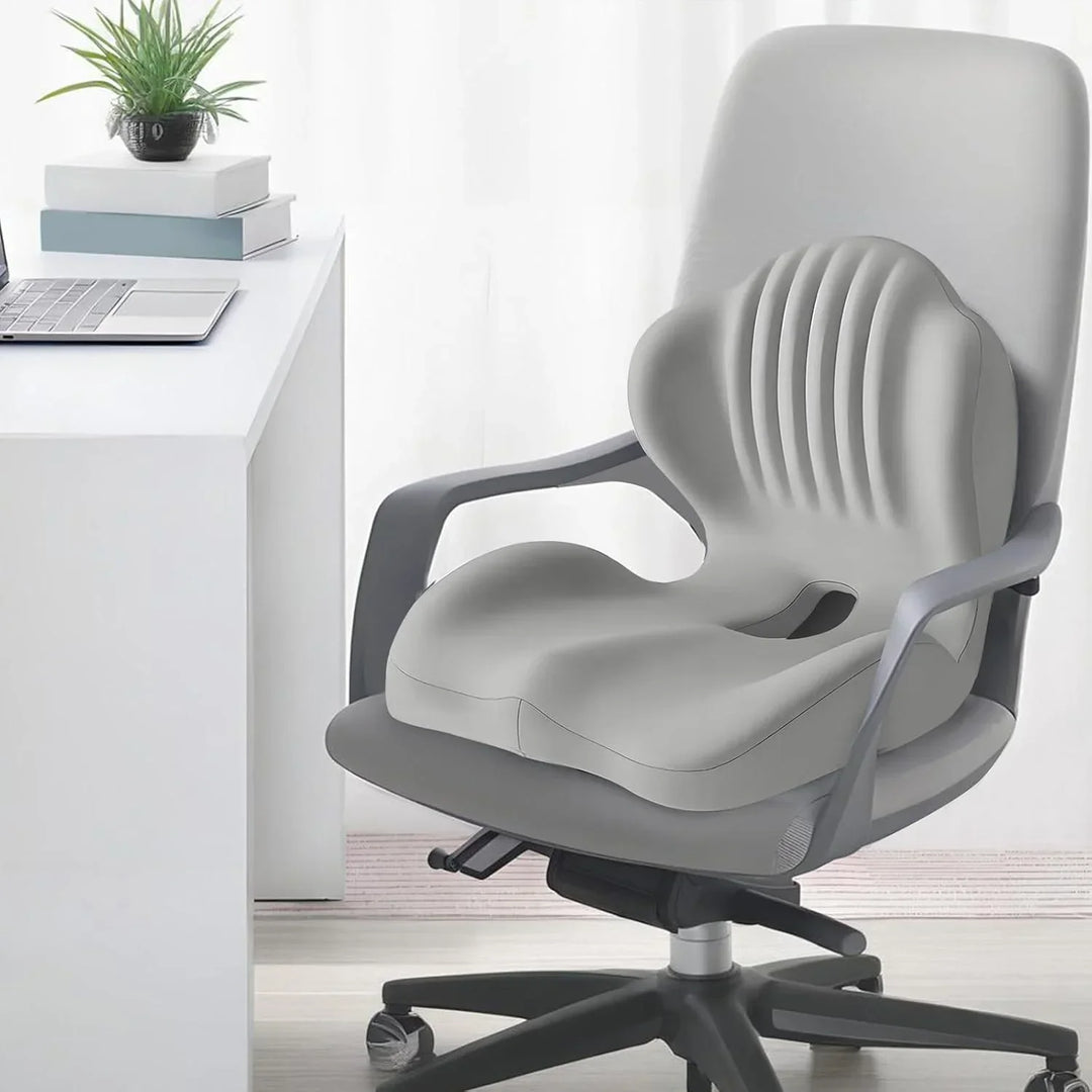 Premium ergonomic desk cushion with memory foam, offering spinal decompression & excellent seat support.