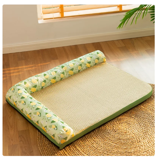 Premium feline cooling mat with raised edge for ultimate comfort. Summer pet bed for cats & small dogs.