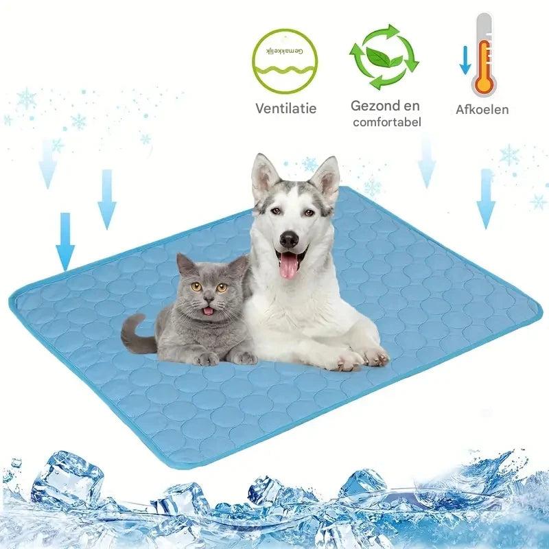 Comfortable pet cooling mat for dogs & cats. Instant heat relief for summer, washable & portable.