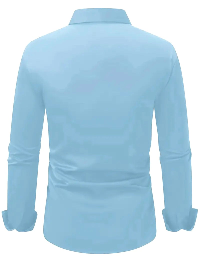 High-performance breathable men's slim-fit long-sleeve shirt for modern comfort & fashion.